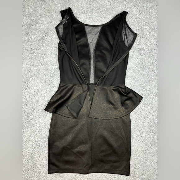 Guess Dress Womens Medium Peplum Ruffle Sleeveless Mesh Cut Outs Party Night Out - Picture 3 of 4